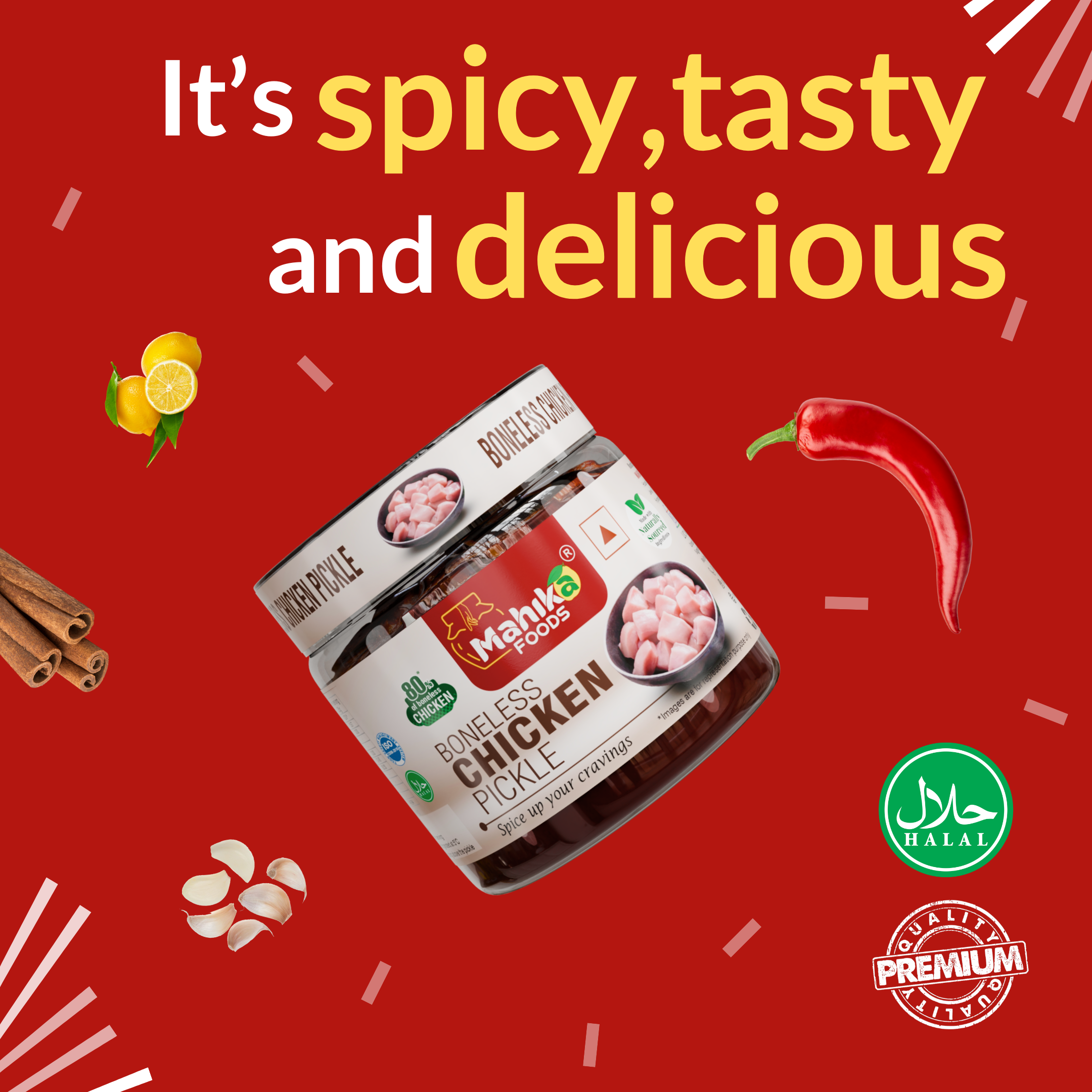 Boneless Chicken Pickle - 750 Grams