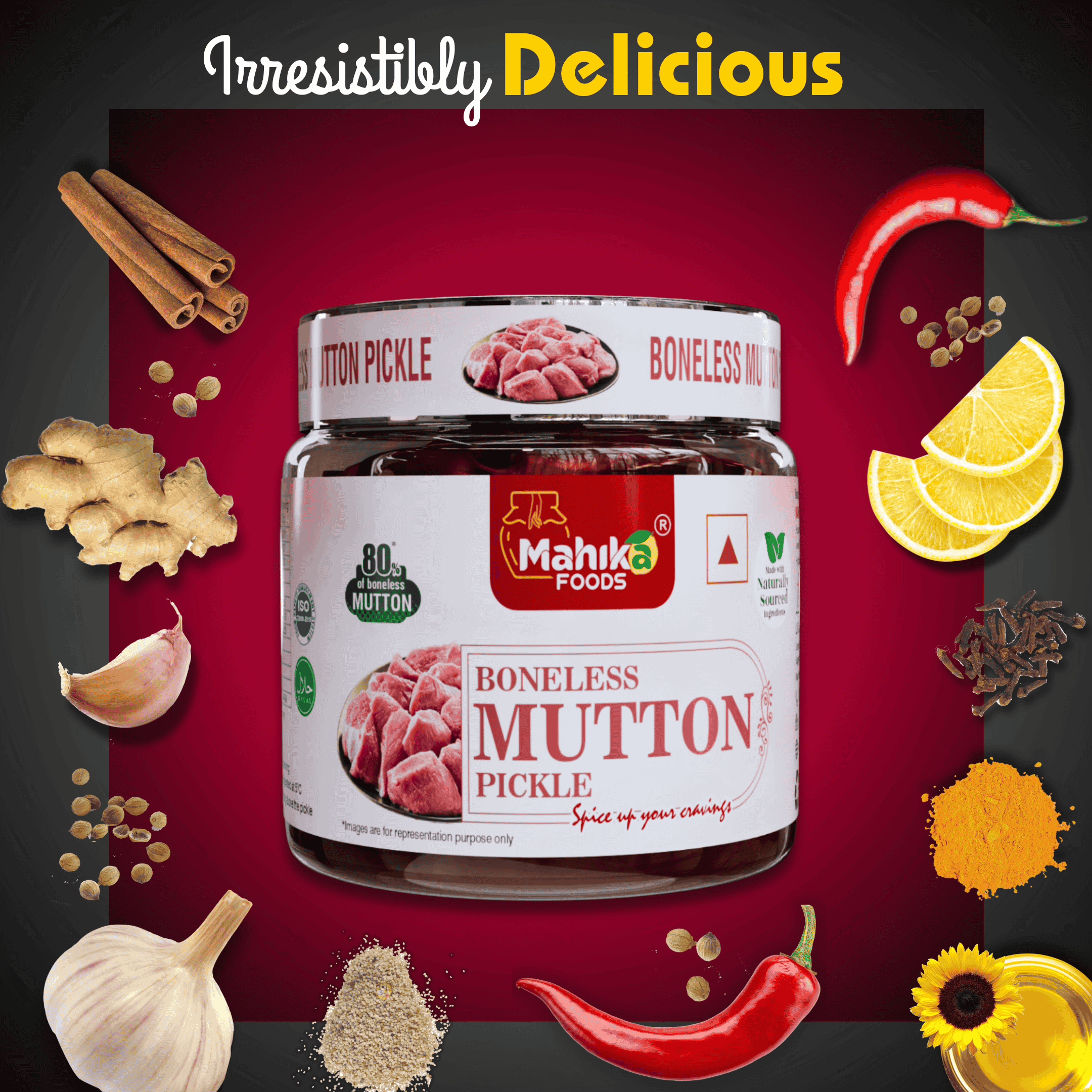 Boneless Mutton Pickle - 500 Grams